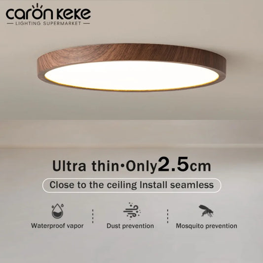 Wood Grain Walnut LED Ceiling Lamp