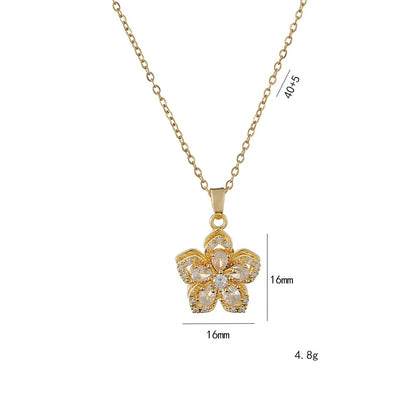 Romantic Zircon Floral Pendant Choker