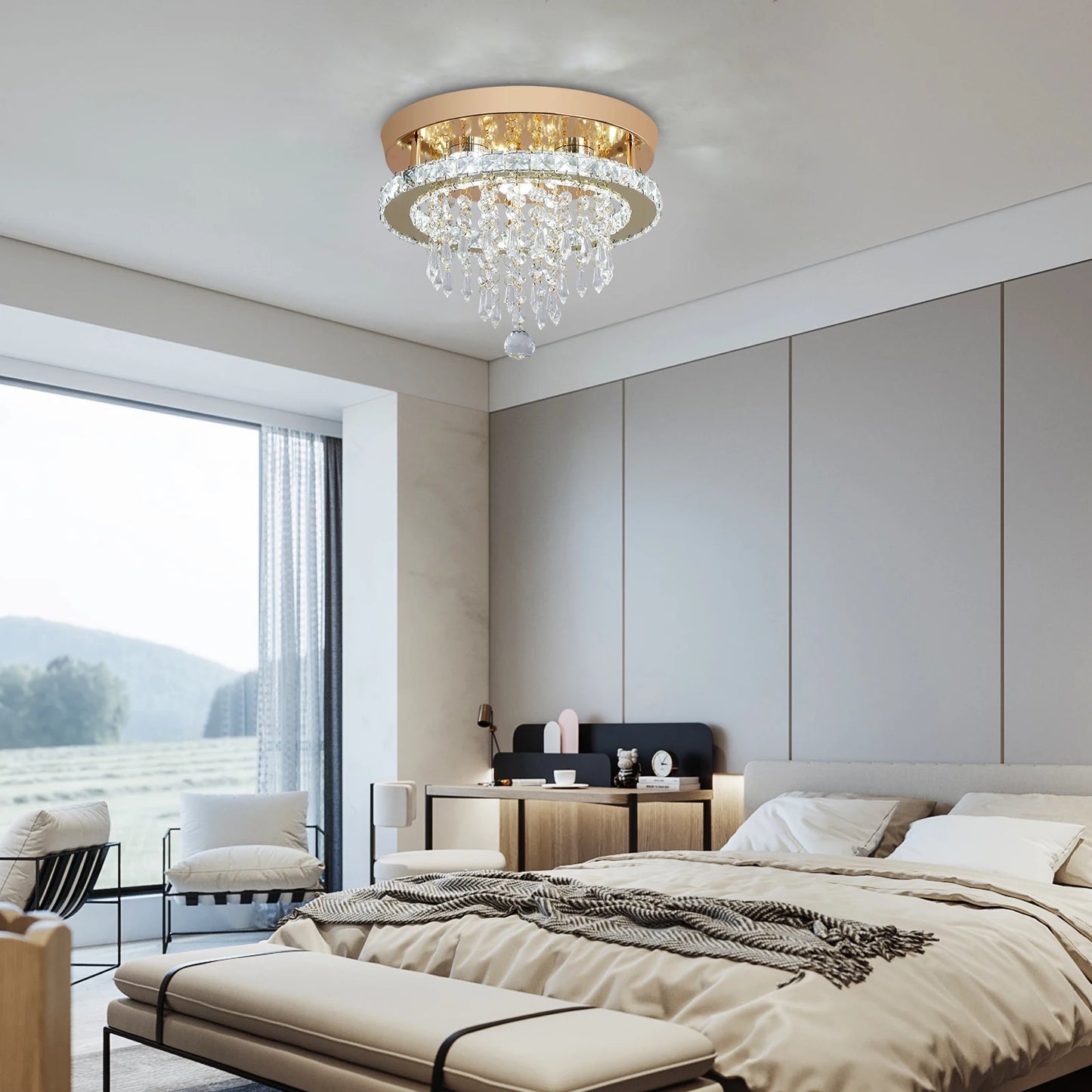 Black Crystal Branch Ceiling Light
