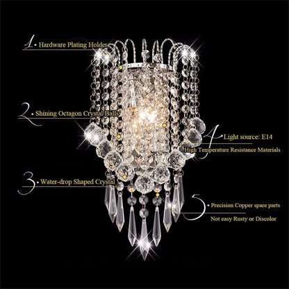 Crystal Wall Light with Crystal Balls Drops