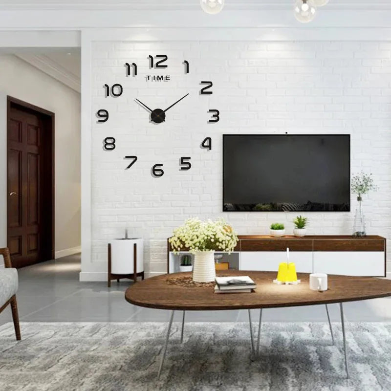 Large 3D DIY Mirror Wall Clock