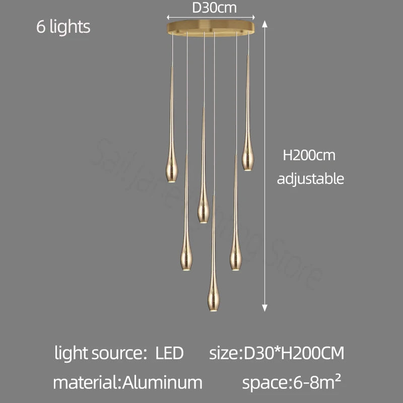 Nordic LED Staircase Pendant Chandelier