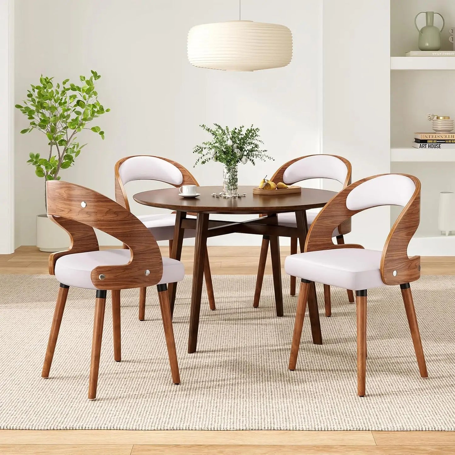 Wood Upholstered Dining Chairs (Set of 4)