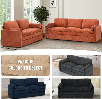 Modern Chenille 2-Seater Sofa with Pillows