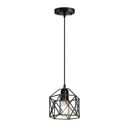 Vintage Wrought Iron Frame Pendant Light – Industrial Ceiling Chandelier for Restaurant & Home
