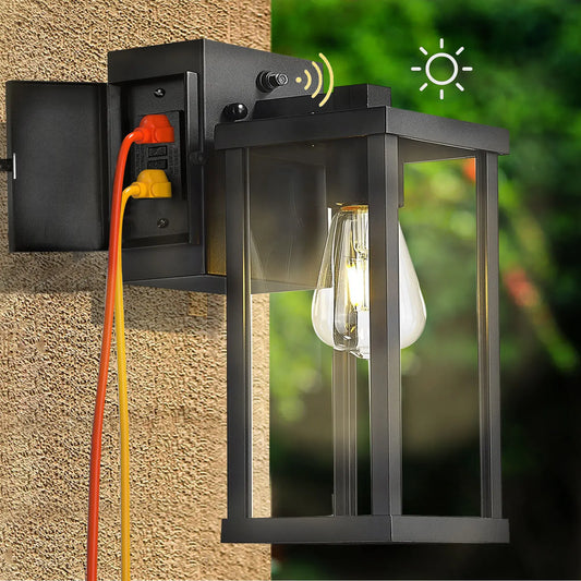 Porch Light with GFCI Outlet & Dusk-to-Dawn Sensor
