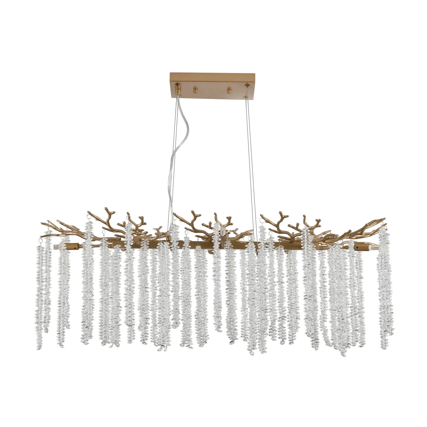 39.4" Gold Crystal Chandelier – Cascading Crystal String Pendant Light for Living Room & Foyer