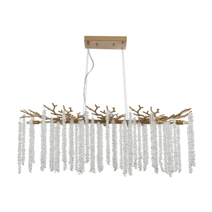 39.4" Gold Crystal Chandelier – Cascading Crystal String Pendant Light for Living Room & Foyer