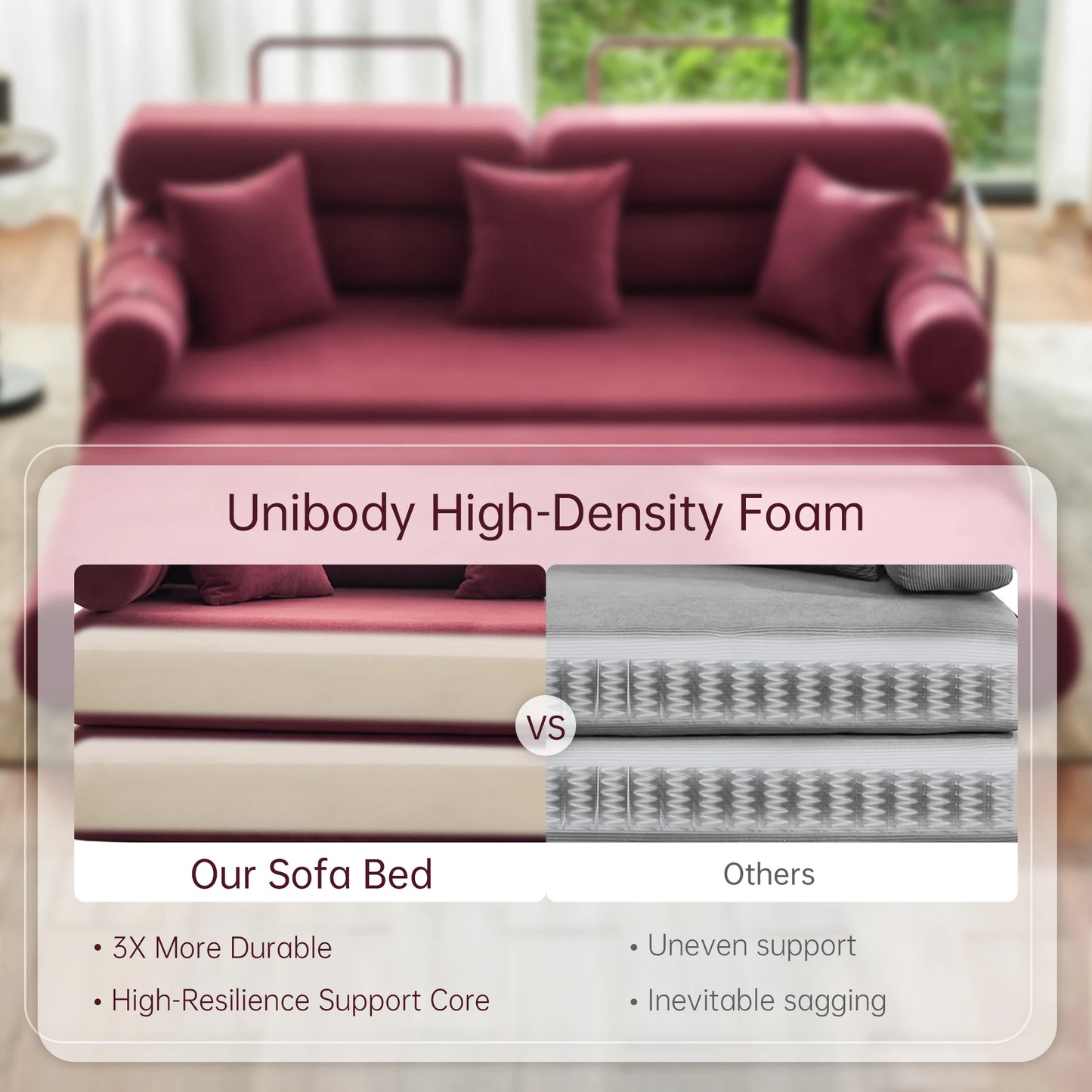 Folding Sleeper Sofa with Arm Support