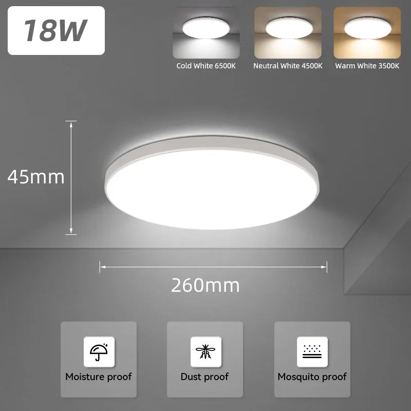 Ultra-Thin LED Ceiling Lamp – Waterproof
