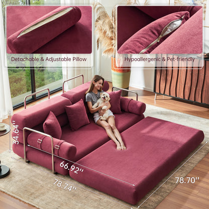 Folding Sleeper Sofa with Arm Support