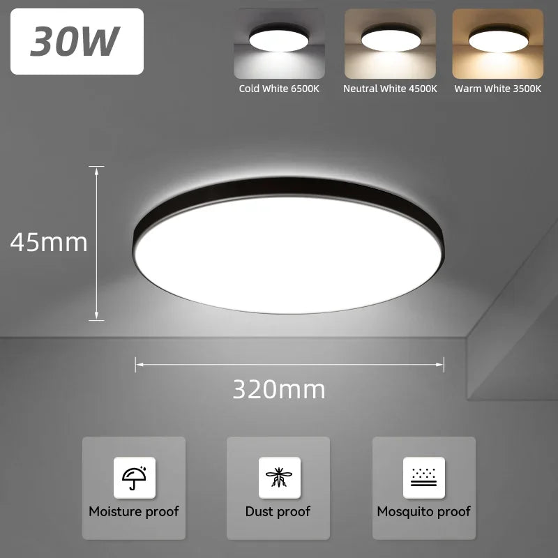 Ultra-Thin LED Ceiling Lamp – Waterproof