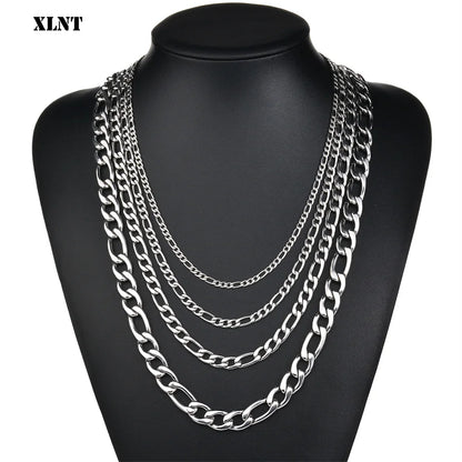 Silver Stainless Steel Figaro Chain for Men