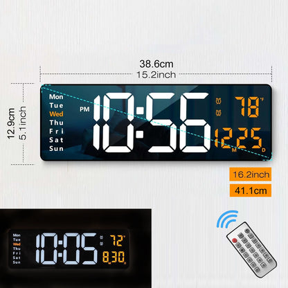 16.2" LED Digital Wall Clock with Remote