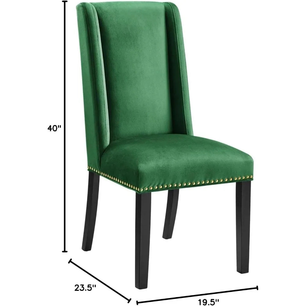 Set of 2 Emerald Green Velvet Dining Chairs