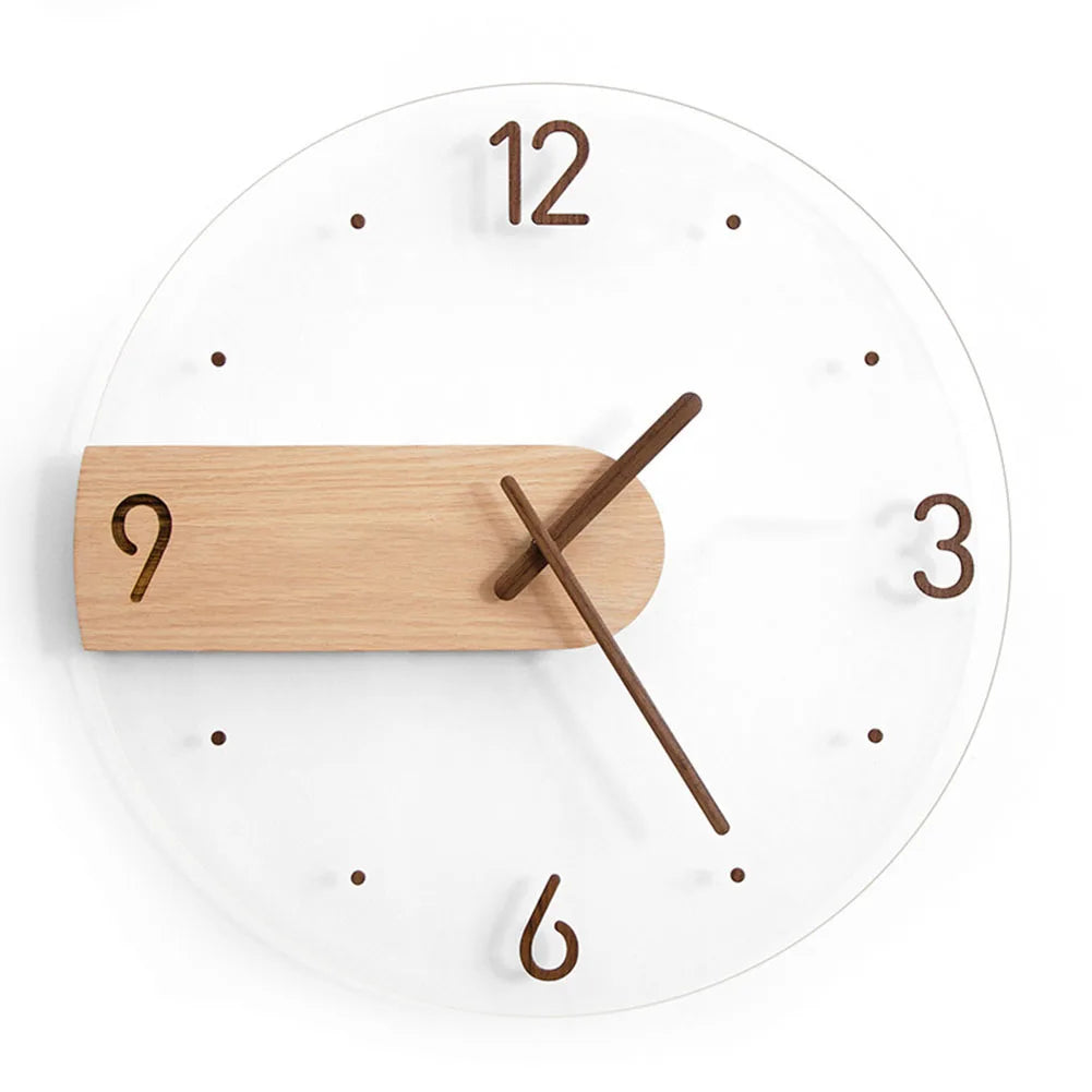 Nordic Silent Walnut Wall Clock 12"