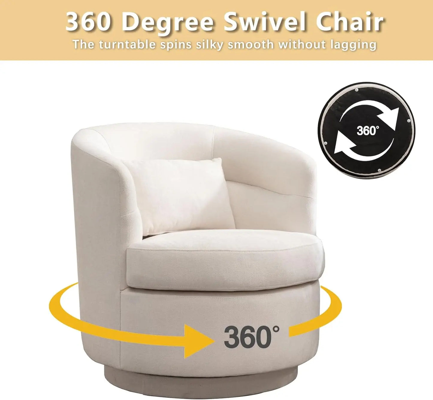 360° Swivel Barrel Accent Chair – Beige