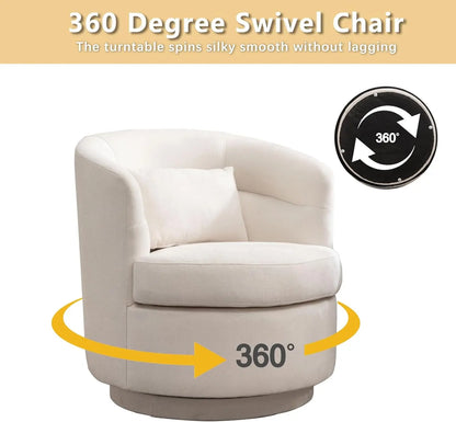 360° Swivel Barrel Accent Chair – Beige