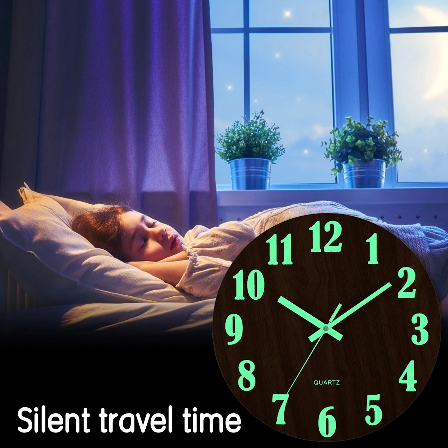 12" Luminous Wooden Wall Clock
