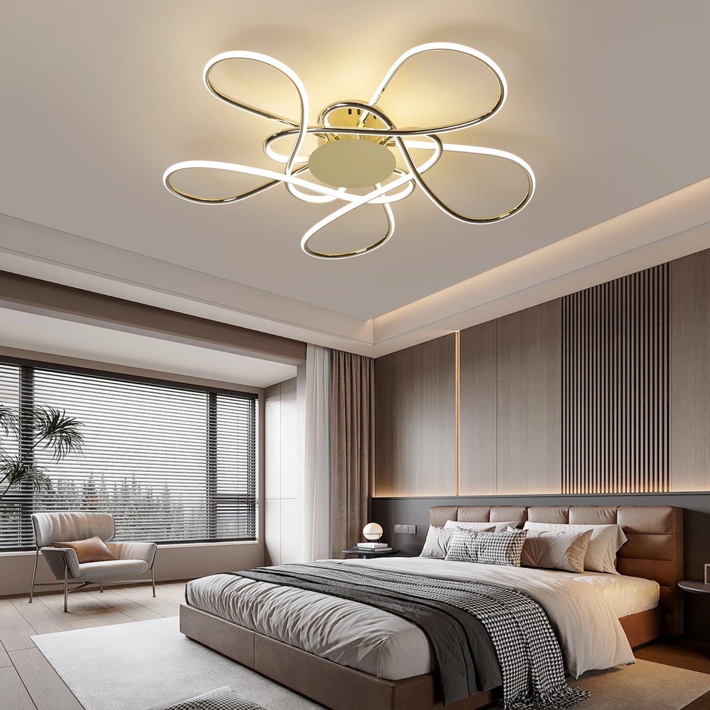Modern LED Chandelier – Chrome/Gold Ceiling Light