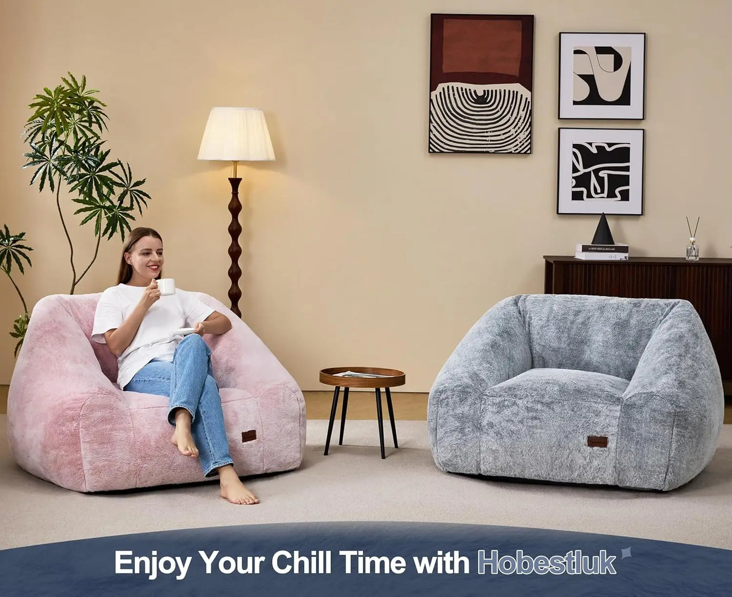 Giant Memory Foam Bean Bag Chair – Grey Two-Tone