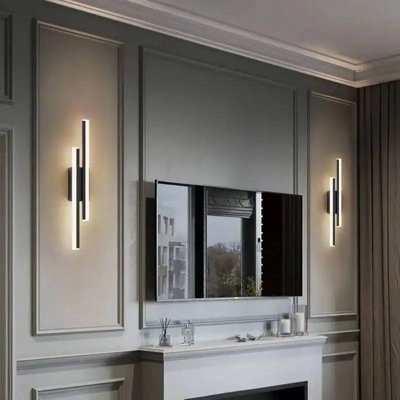 LED Wall Lamp Wall Sconces Copper Line Pipe Acrylic Lampshade