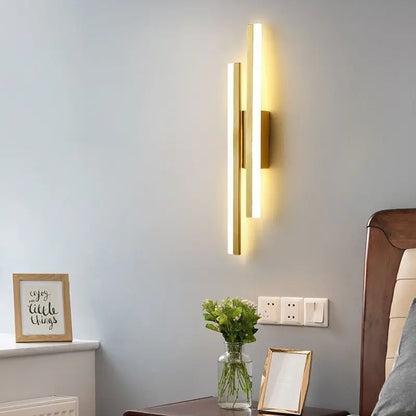 LED Wall Lamp Wall Sconces Copper Line Pipe Acrylic Lampshade