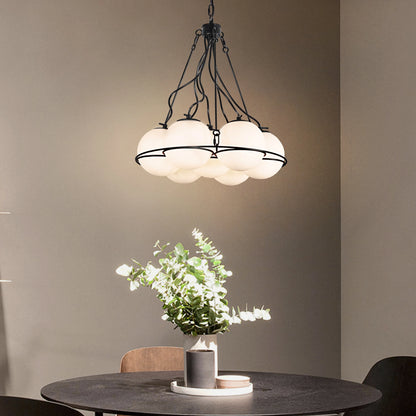 White Bubble Glass Chandelier Modern Cream Style