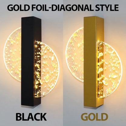 Luxury Acrylic Gold Foil LED Wall Sconce – 10W
