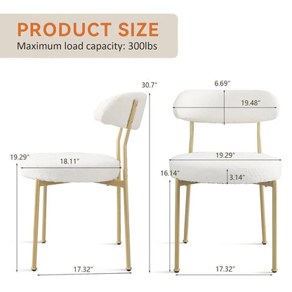 Modern Teddy Dining Chairs with Gold Legs (Set of 6)