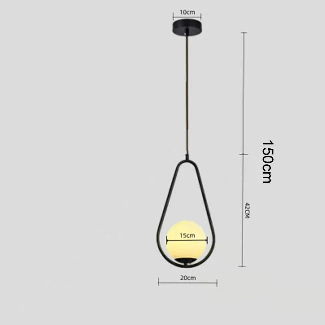 Nordic Glass Ball Pendant Light – Brass Black Hanging Lamp