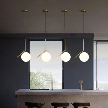 Nordic Glass Ball Pendant Light – Brass Black Hanging Lamp