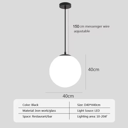 Nordic Glass Ball Pendant Light – Brass Black Hanging Lamp
