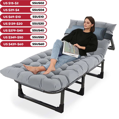 Folding Camping Cot with Mattress Outdoor