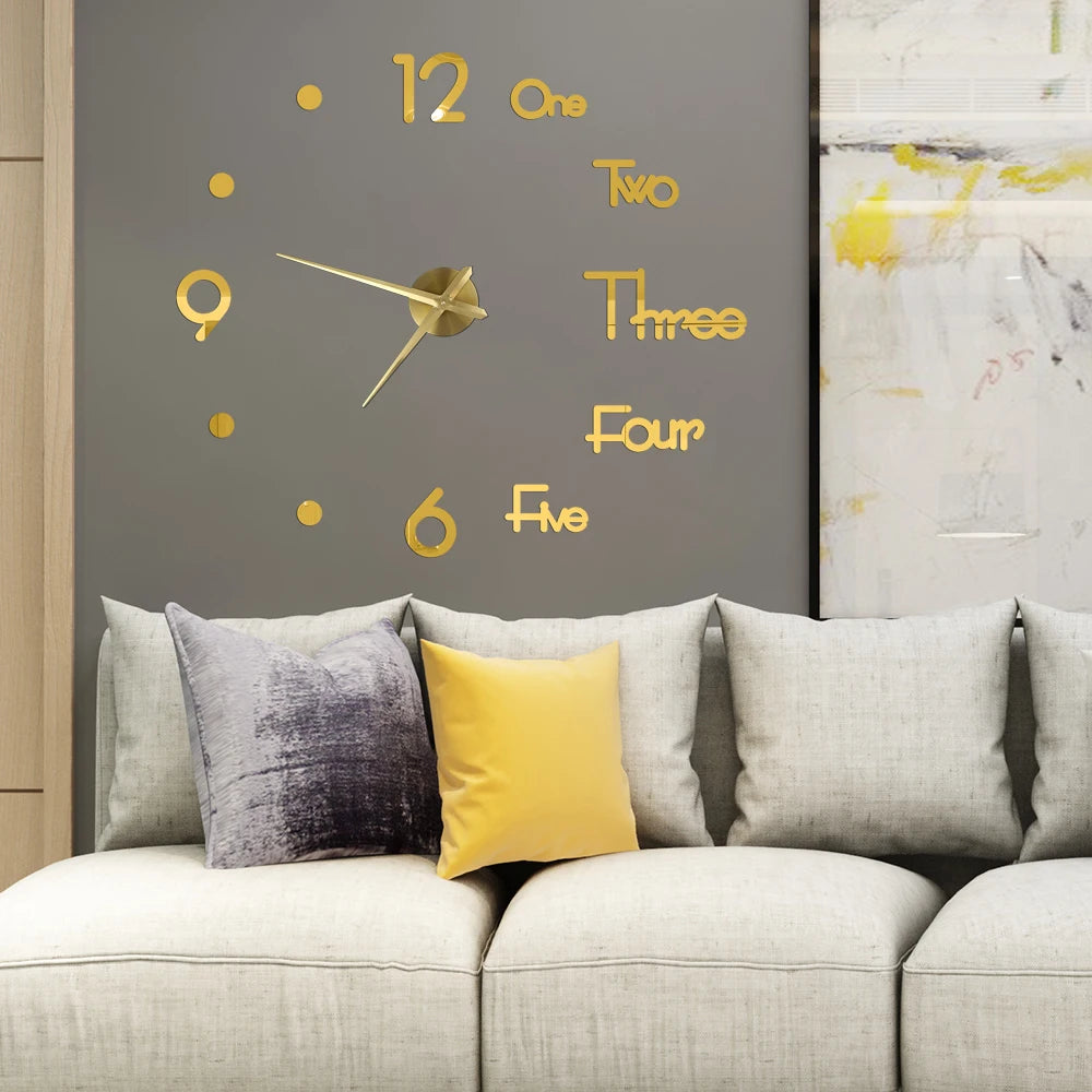 3D DIY Acrylic Mirror Wall Clock