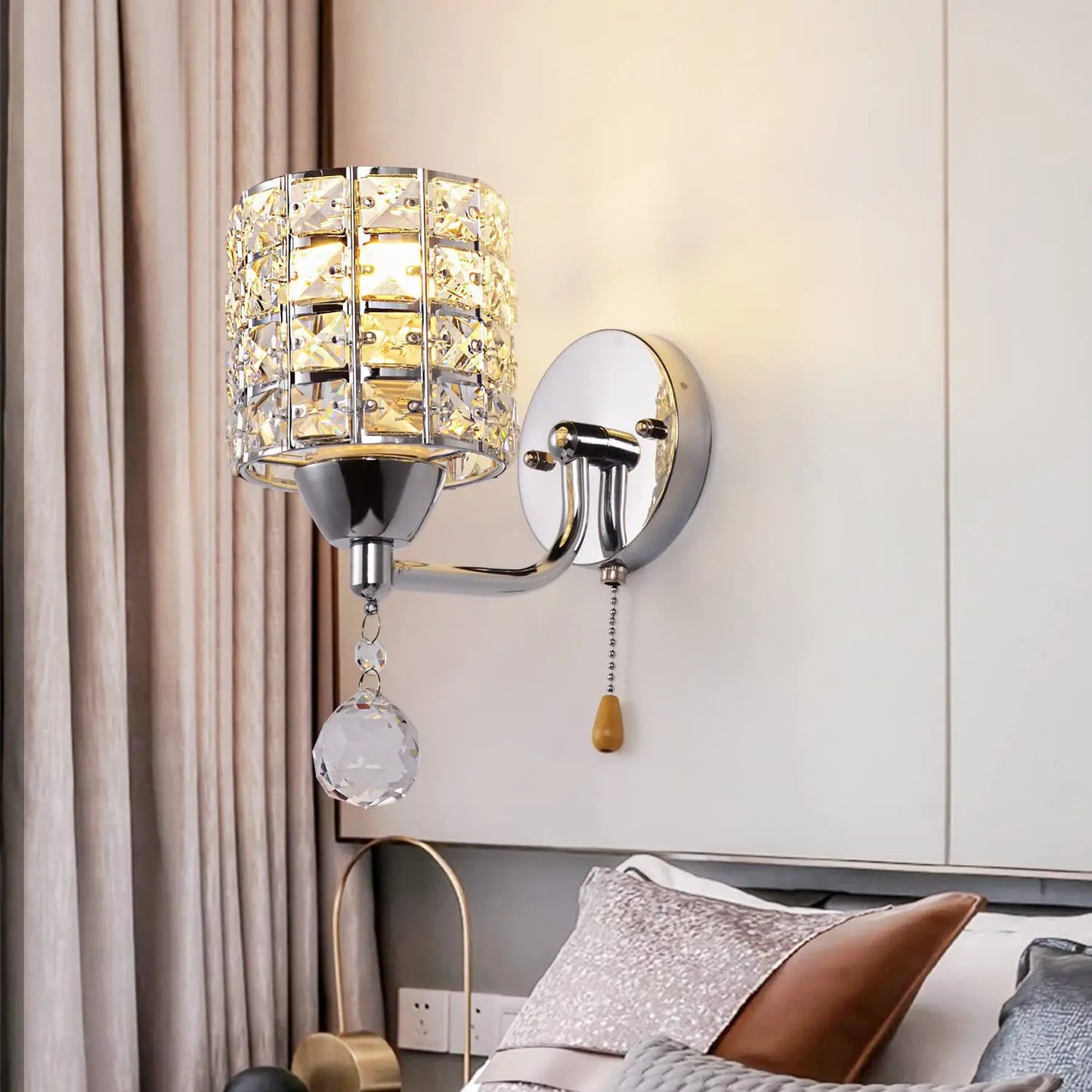 Decorative Crystal Wall Lamps Simple Cyrstal Wall Lights for Bedroom Bedside Living Room Gold/Silver Crystal Wall Lighting