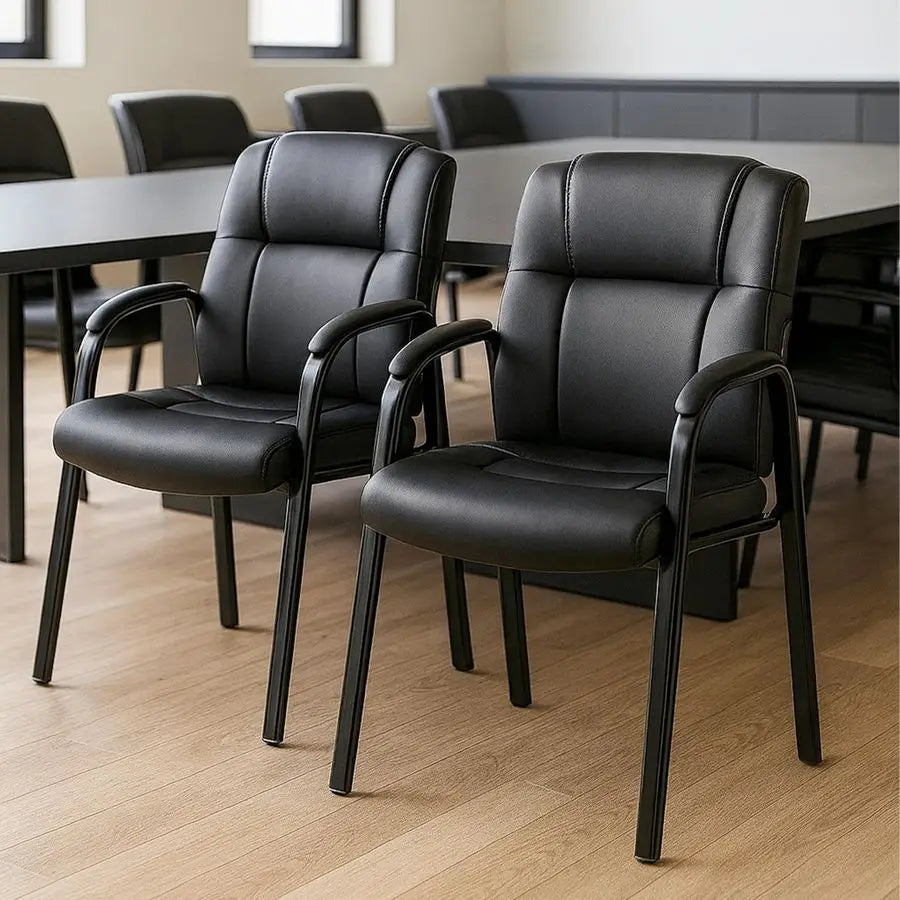 Leather Office Guest Chair with Padded Armrests