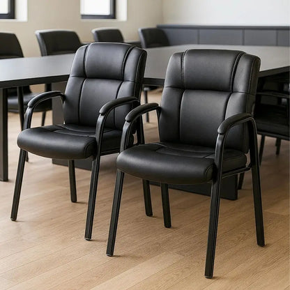 Leather Office Guest Chair with Padded Armrests