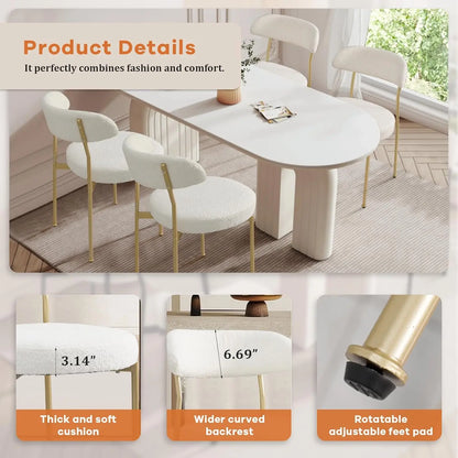 Modern Teddy Dining Chairs with Gold Legs (Set of 6)