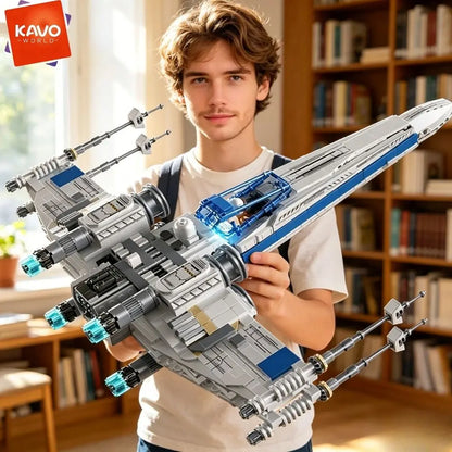 KAVOWORLD 1271pcs X-Wing Space Fighter Building Blocks Set with LED Lights