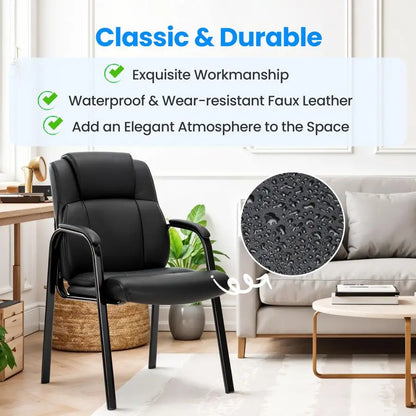 Leather Office Guest Chair with Padded Armrests