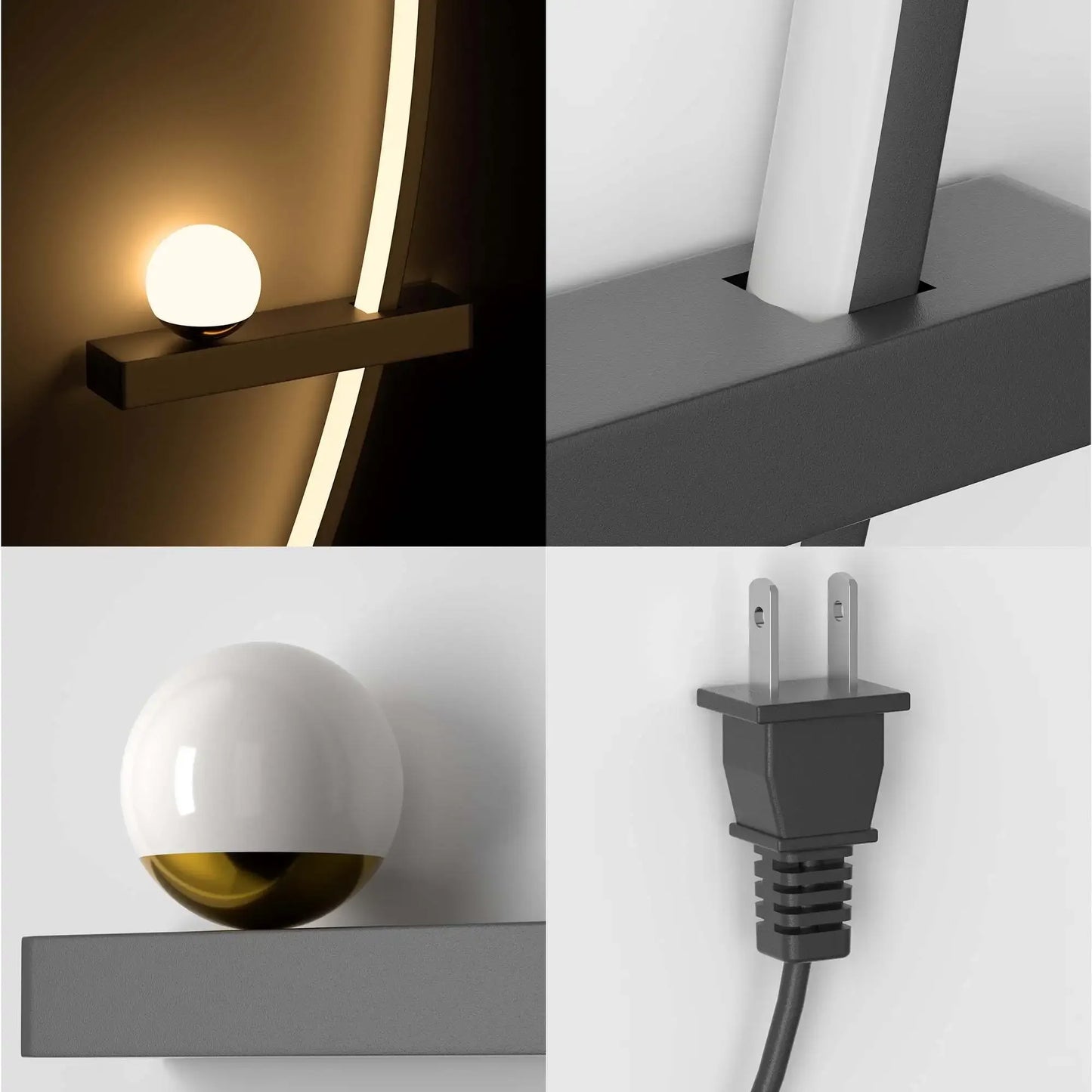 2-Pack Adjustable LED Wall Sconces – Modern Arched Bedside Lamps