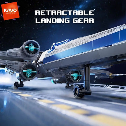 KAVOWORLD 1271pcs X-Wing Space Fighter Building Blocks Set with LED Lights