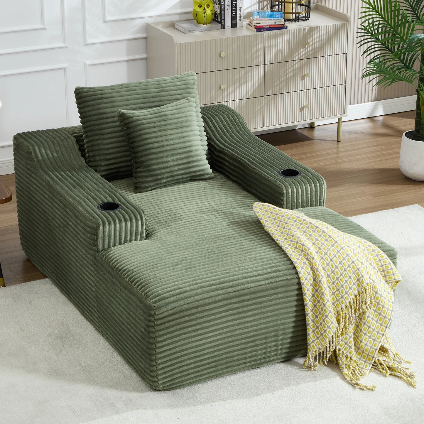 67" Corduroy Indoor Chaise Lounge Chair