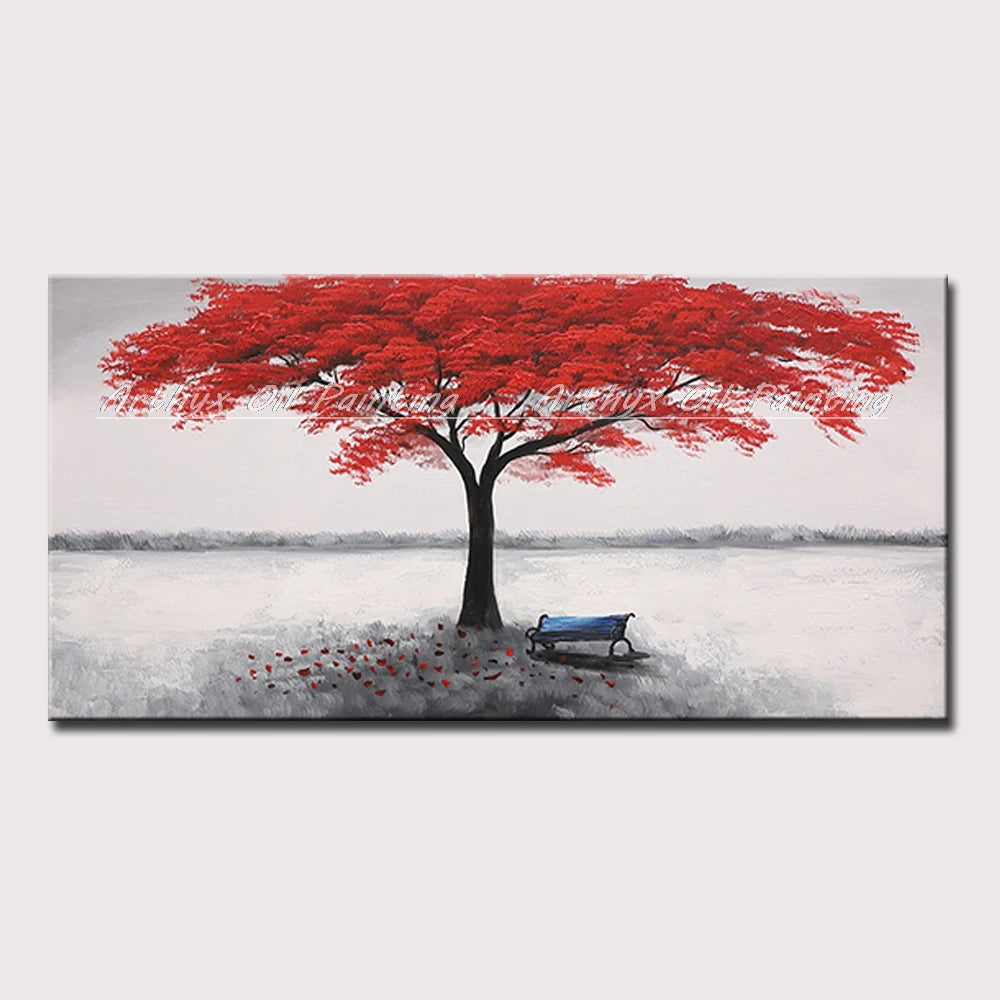 Large Abstract Tree Oil Painting on Canvas