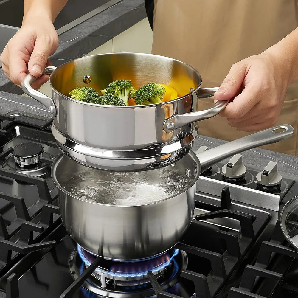Stainless Steel Cookware Set 10pcs, All Stoves Compatible,