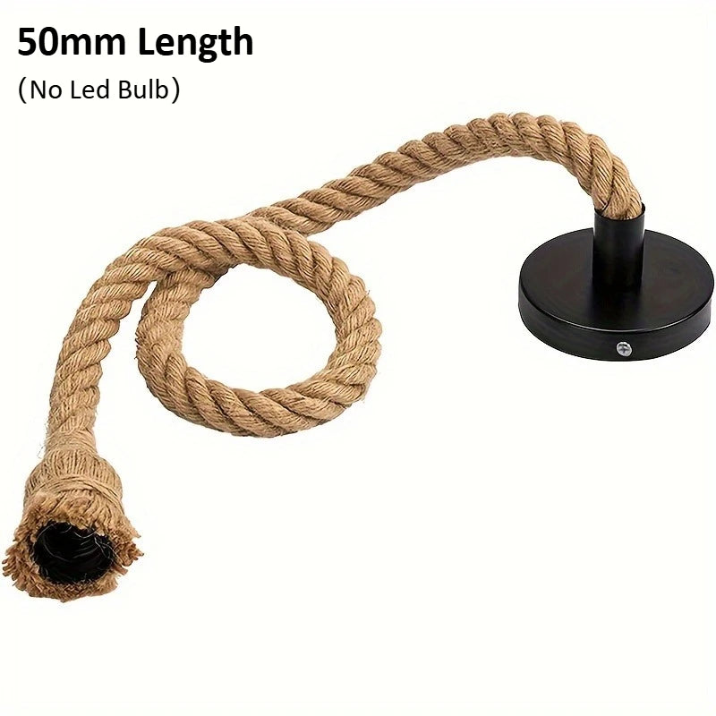 Handwoven Hemp Rope Pendant Light – E27 Hanging Lamp