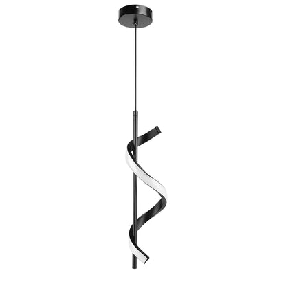 Nordic Spiral Minimalist LED Pendant Light – Beige Metal Ceiling Chandelier for Bedroom & Study