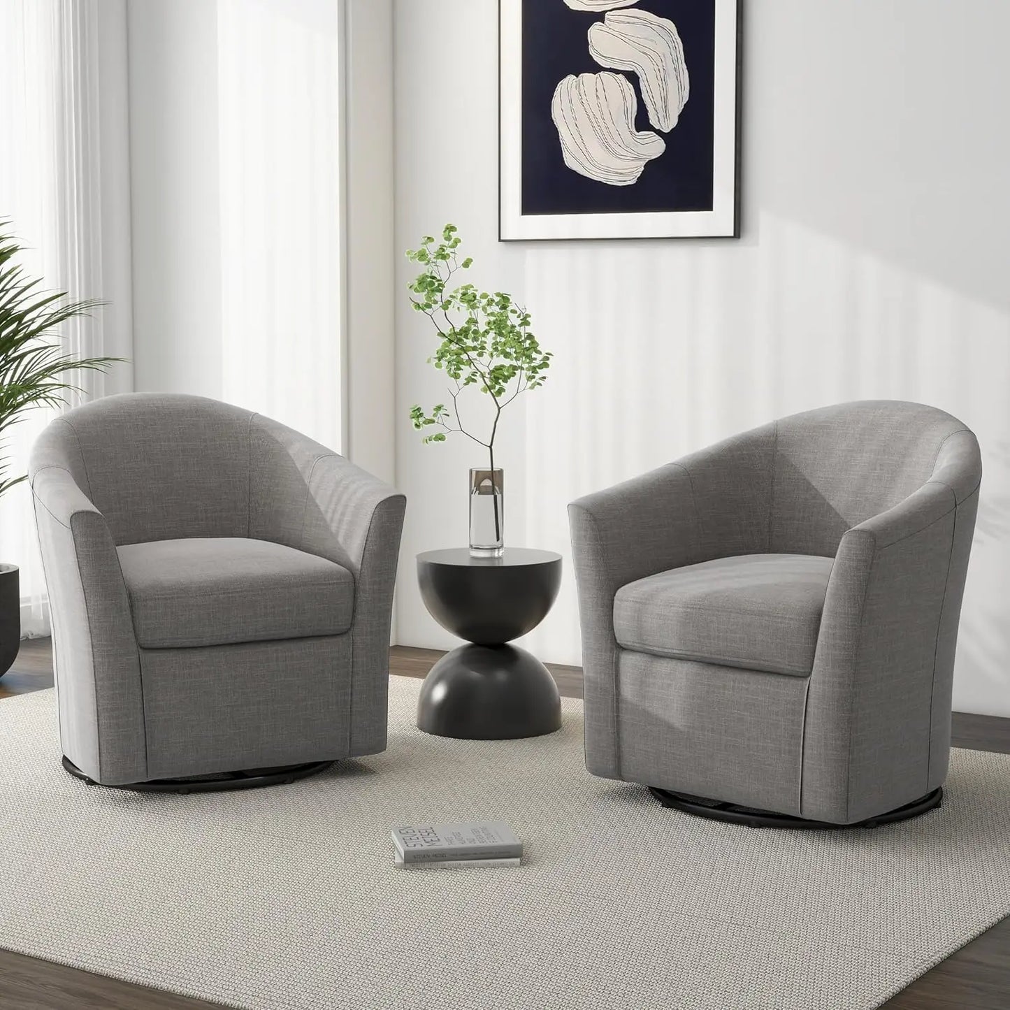 Modern Swivel Barrel Accent Chair Set of 2