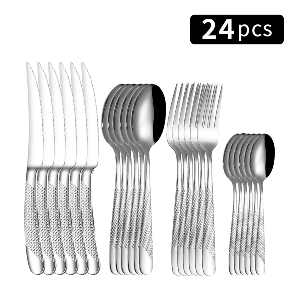 24 PCS Stainless Steel Knife & Fork Set
